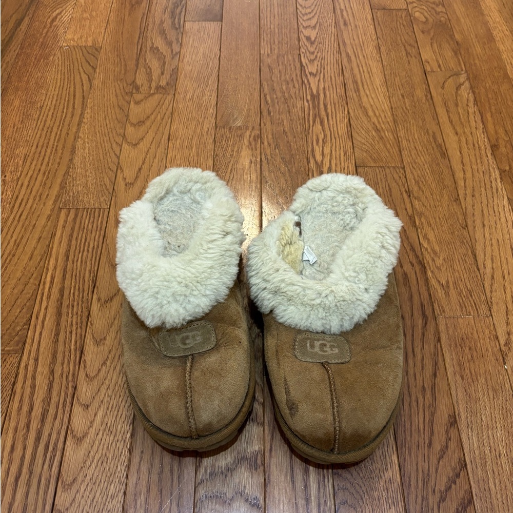 UGG Tan Shearling Slip-Ons